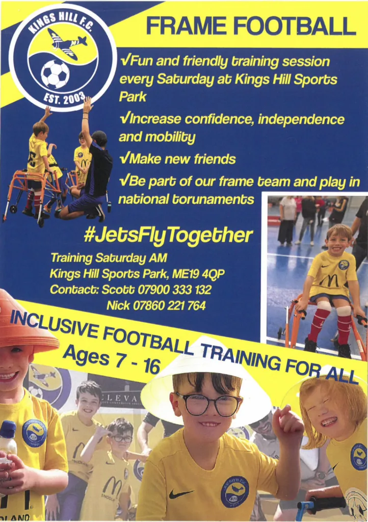 A poster detailing frame football, a training class for kids aged 7-16